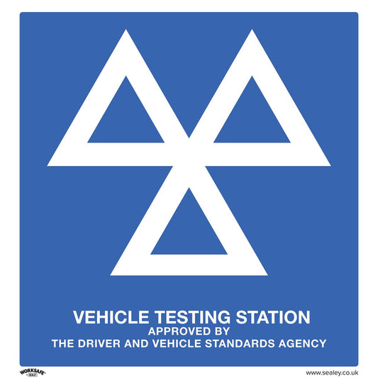Sealey SS51P10 Warning Safety Sign - MOT Testing Station - Rigid Plastic - Pack of 10 Sealey