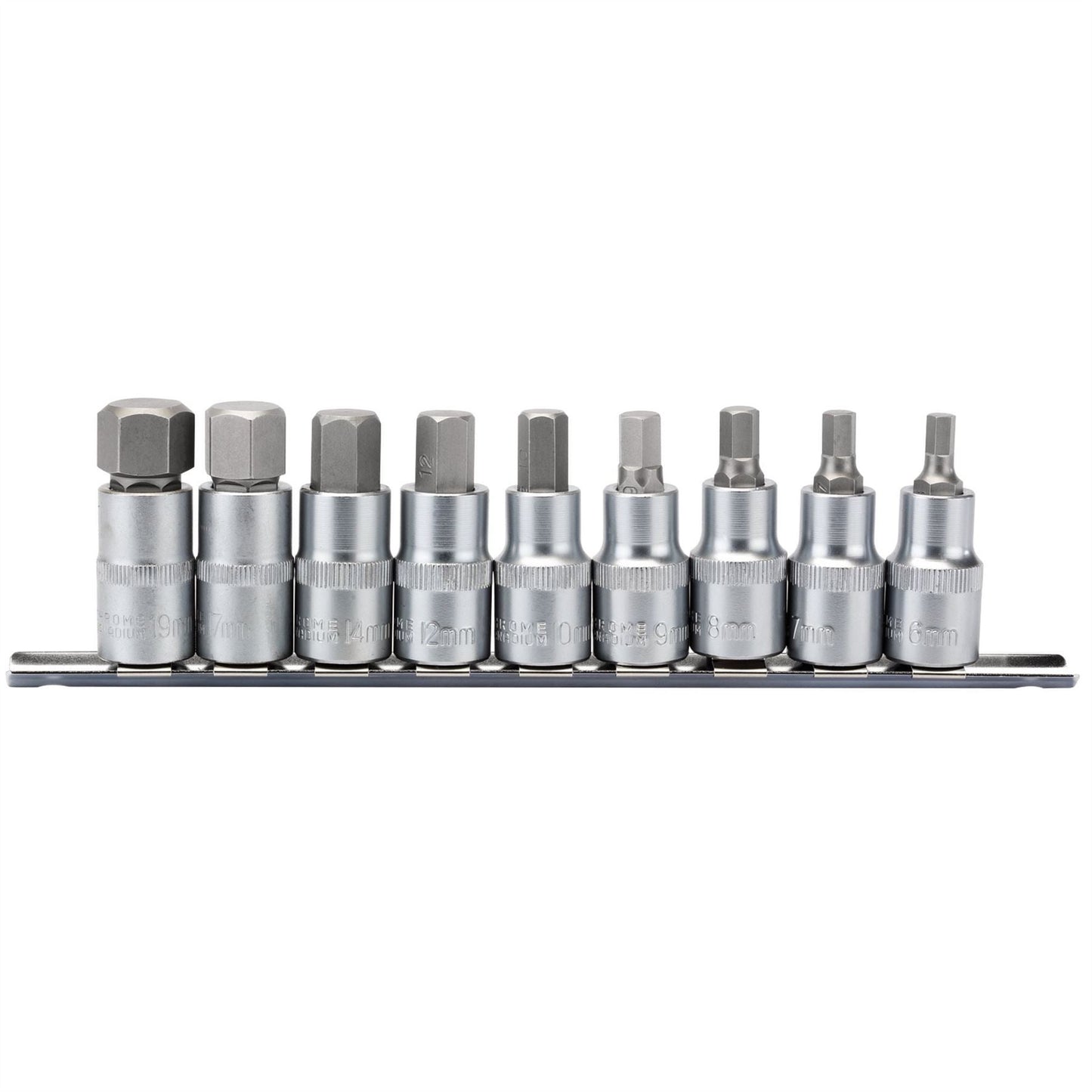 Draper 16307 Metric Hex. Socket Bit Set 1/2" Sq. Dr. 55mm 9 Piece Draper