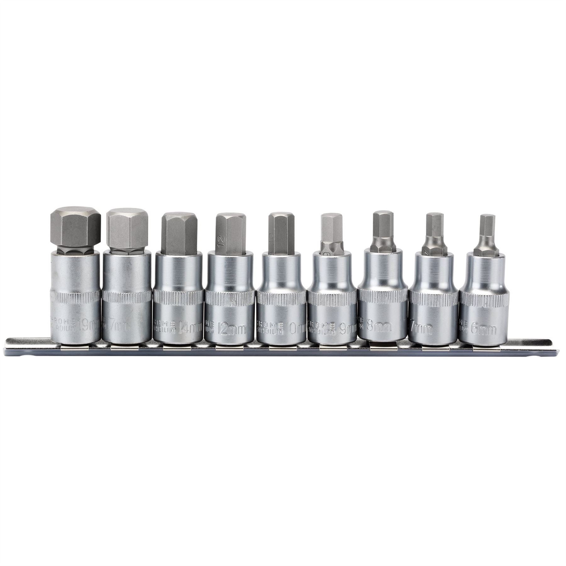 Draper 16307 Metric Hex. Socket Bit Set 1/2" Sq. Dr. 55mm 9 Piece Draper
