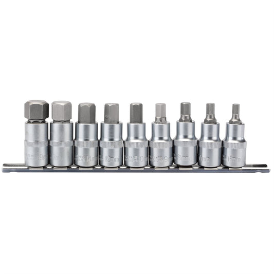 Draper 16307 Metric Hex. Socket Bit Set 1/2" Sq. Dr. 55mm 9 Piece Draper