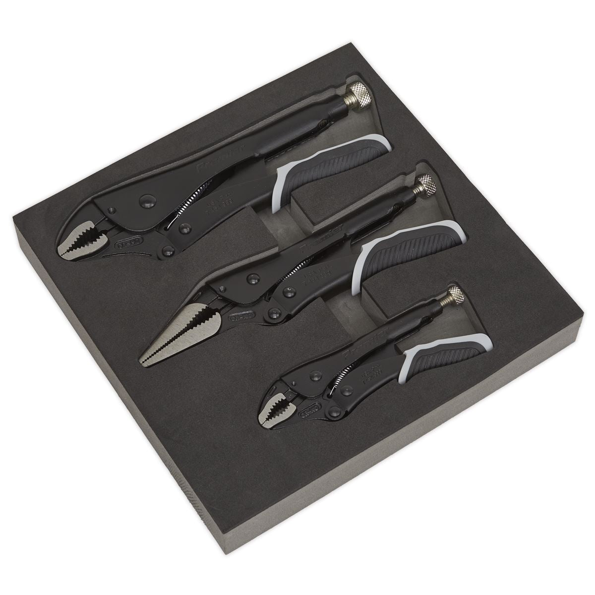 Sealey AK6863B Locking Pliers Set 3pc Quick Release - Premier Black Sealey