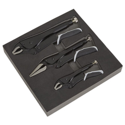 Sealey AK6863B Locking Pliers Set 3pc Quick Release - Premier Black Sealey