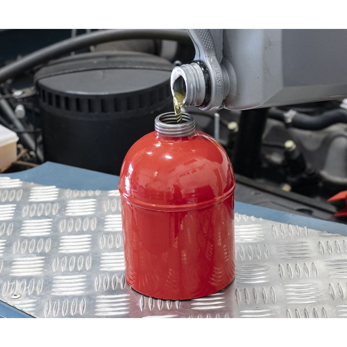 Sealey TP1000 Metal Oil Can Flexible Spout 1000ml Sealey