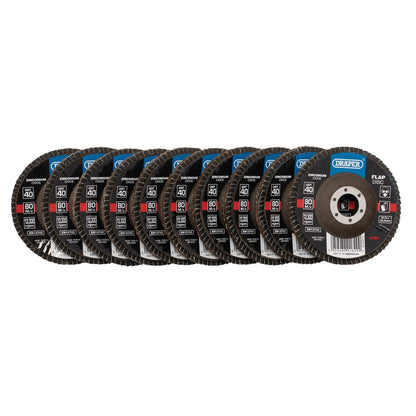 Draper 84096 Zirconium Oxide Flap Discs 115 x 22.23mm 40 Grit Pack of 10 Draper