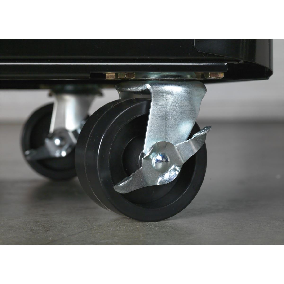 Sealey AP28204BR Rollcab 4 Drawer Retro Style- Black with Red Anodised Drawer Pulls Sealey