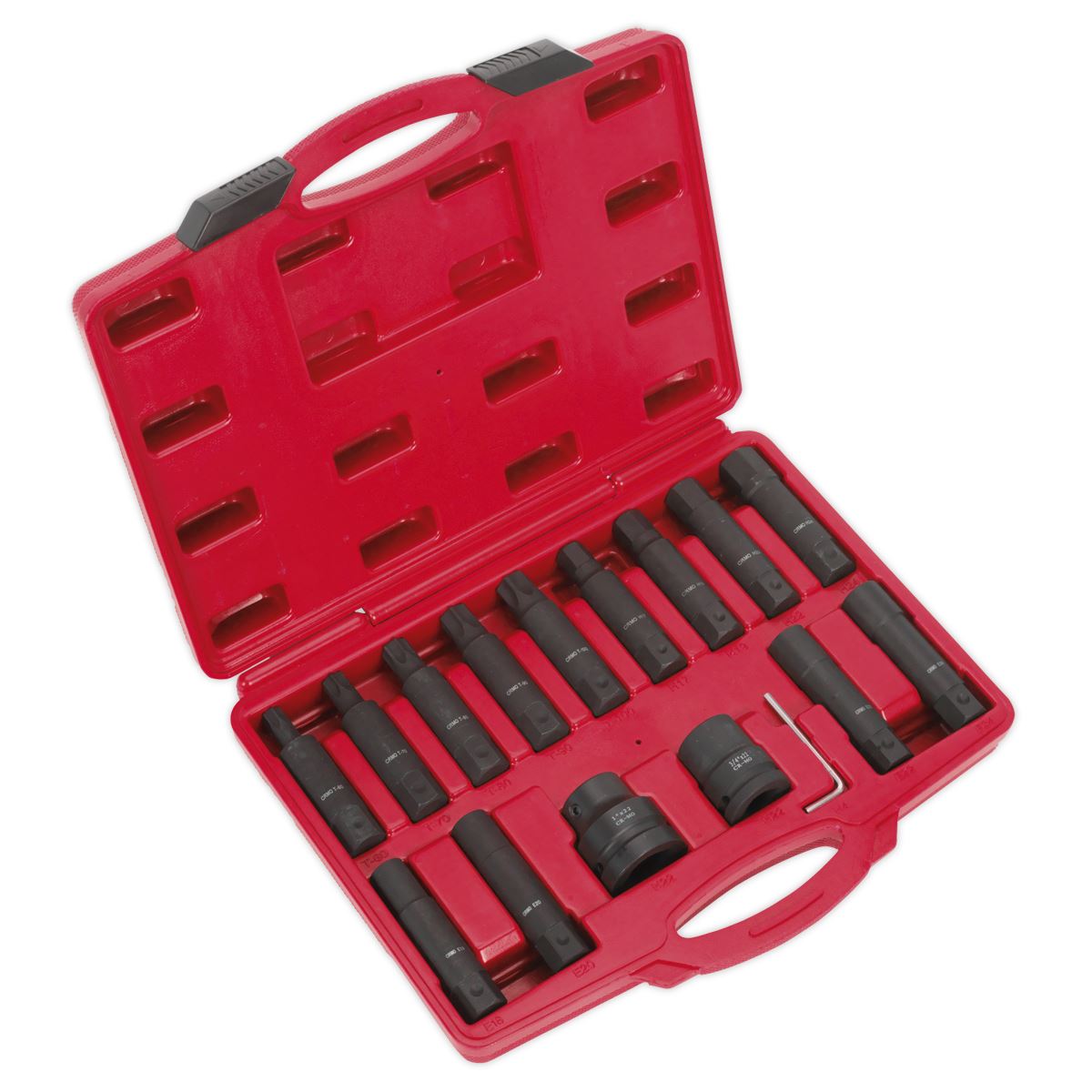 Sealey SX098 Impact Hex TRX-Star* & TRX-Star* Female Socket Bit Set 16pc 3/4" & 1"Sq Drive Sealey