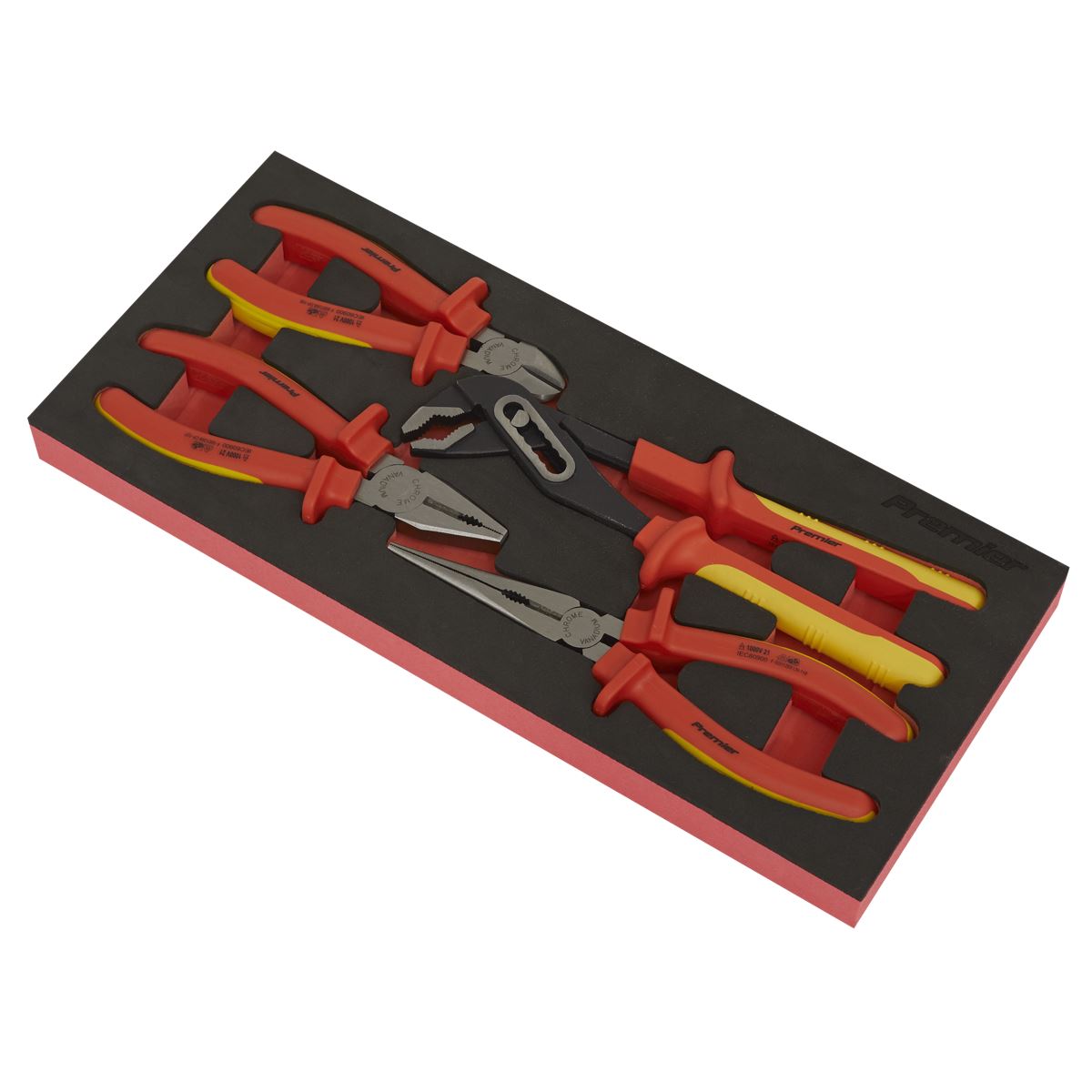 Sealey TBTE07 Insulated Pliers Set 4pc with Tool Tray - VDE Approved Sealey