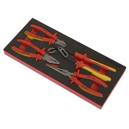 Sealey TBTE07 Insulated Pliers Set 4pc with Tool Tray - VDE Approved Sealey