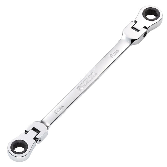 Draper 27744 HI-TORQ® Metric Flexible Head Double Ring Ratchet Spanner 8 x 9mm Draper
