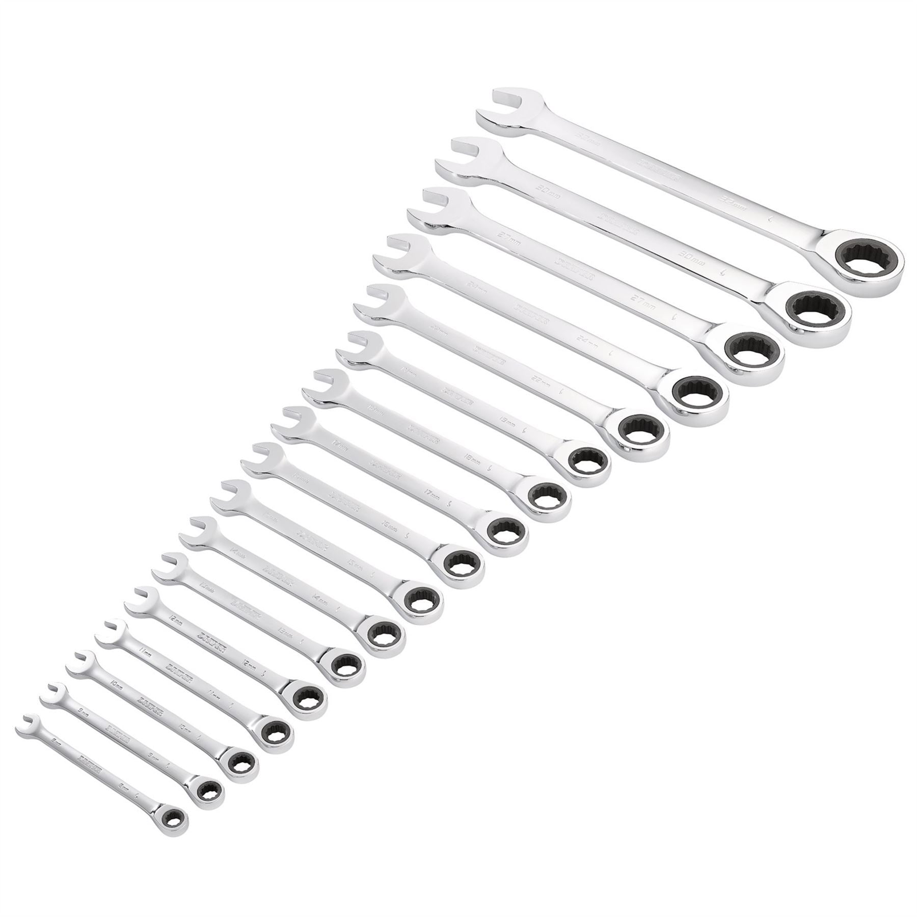 Draper 27691 HI-TORQ® Metric Ratchet Combination Spanner Set 17 Piece Draper