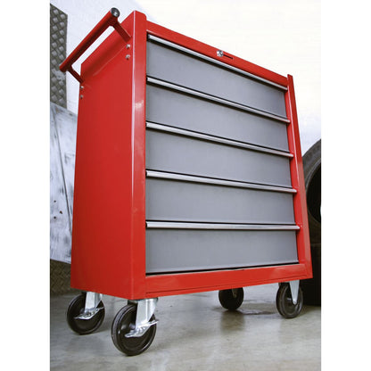 Sealey AP22505BB Rollcab 5 Drawer with Ball-Bearing Slides - Red/Grey Sealey