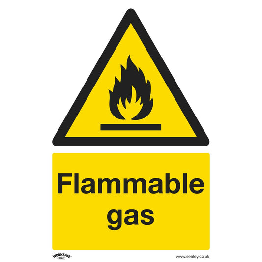 Sealey SS59P1 Warning Safety Sign - Flammable Gas - Rigid Plastic Sealey