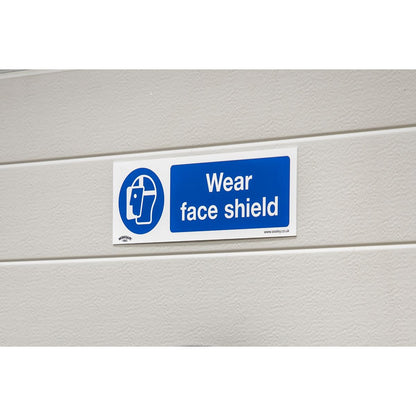 Sealey SS55P10 Mandatory Safety Sign - Wear Face Shield - Rigid Plastic - Pack of 10 Sealey