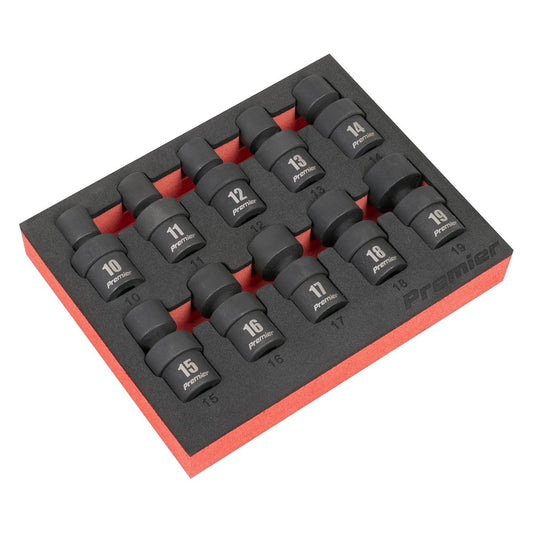 Sealey AK68220 Premier Universal Joint Impact Socket Set 3/8"Sq Drive 10pc Sealey