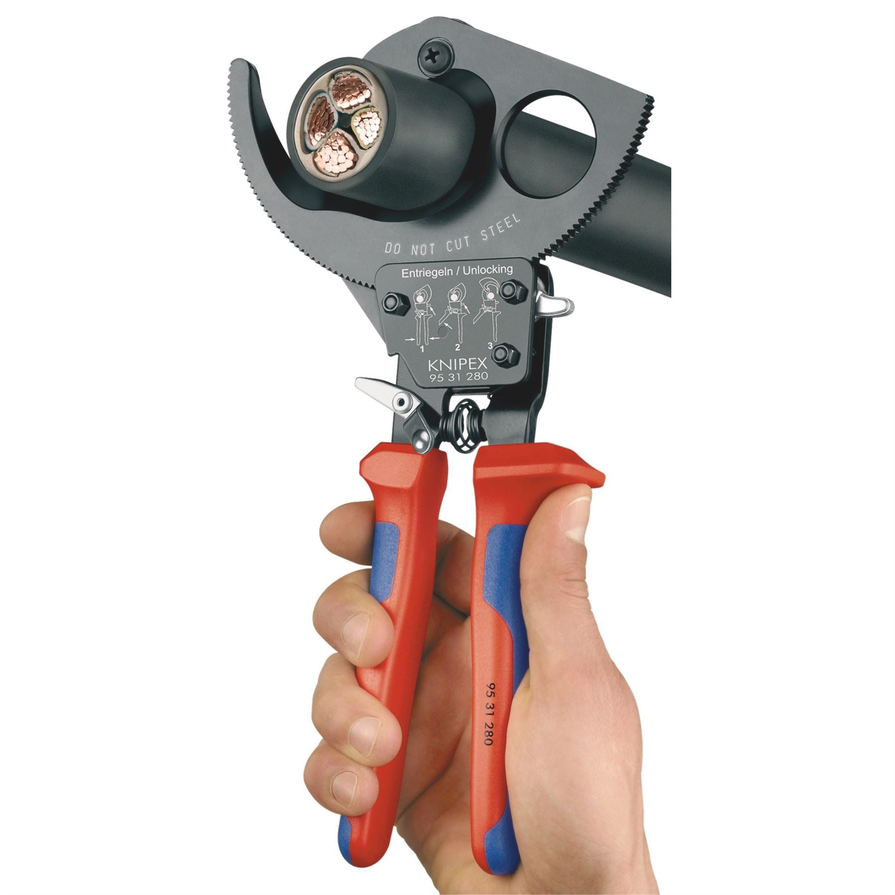 Knipex 18557 95 31 280 Ratchet Action Cable Cutter 280mm Knipex