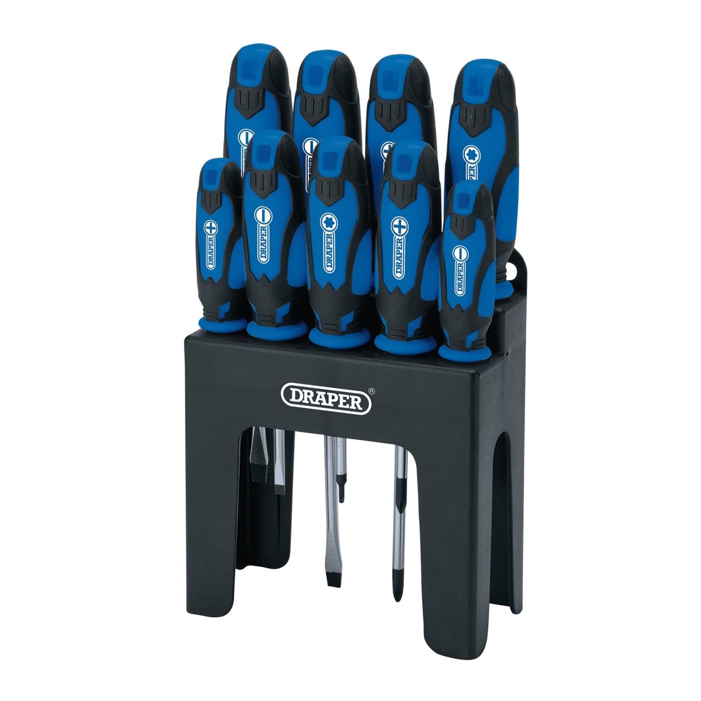 Draper 15960 Soft Grip Screwdriver Set Blue 9 Piece Draper