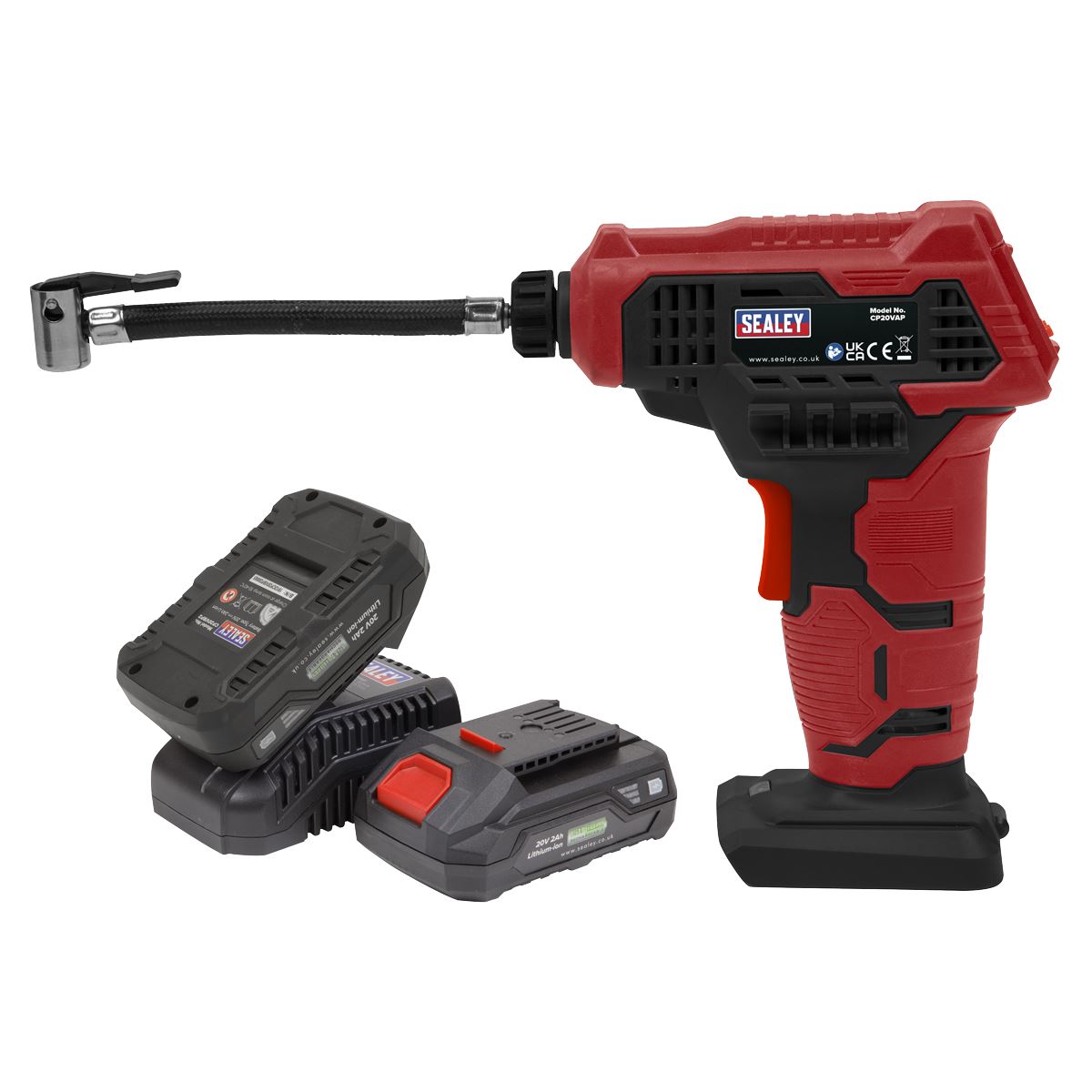 Sealey CP20VAPKIT Cordless Air Pump Kit 20V 2Ah SV20 Series - 2 Batteries Sealey