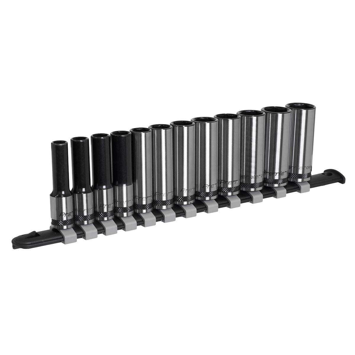 Sealey AK7993 Socket Set Deep 12pc 3/8"Sq Drive Metric - Premier Black Sealey
