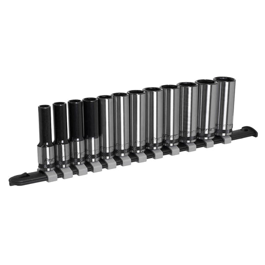 Sealey AK7993 Socket Set Deep 12pc 3/8"Sq Drive Metric - Premier Black Sealey