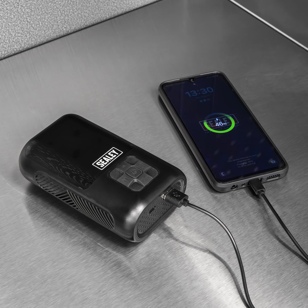 Sealey CTI130 Tyre Inflator & Power Bank with Worklight Rechargeable Sealey