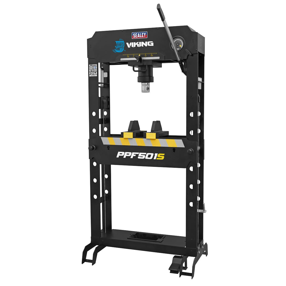 Sealey PPF501S Viking Floor Type Air/Hydraulic Press with Sliding Ram & Foot Pedal 50 Tonne Sealey