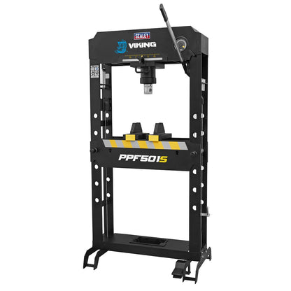 Sealey PPF501S Viking Floor Type Air/Hydraulic Press with Sliding Ram & Foot Pedal 50 Tonne Sealey
