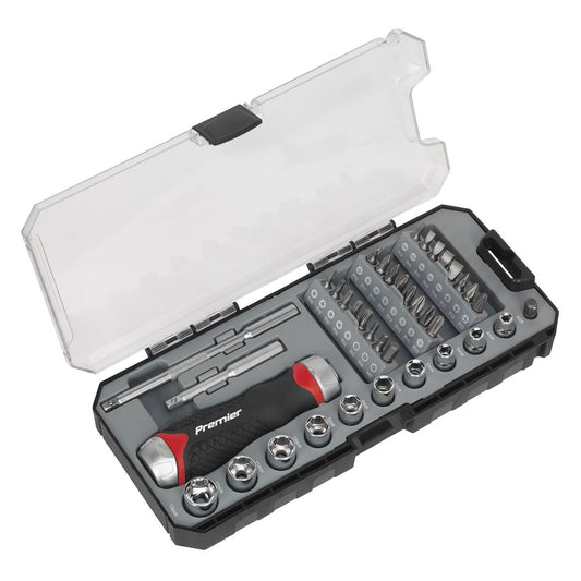 Sealey AK64905 Fine Tooth Ratchet Screwdriver Socket & Bit Set 38pc Sealey