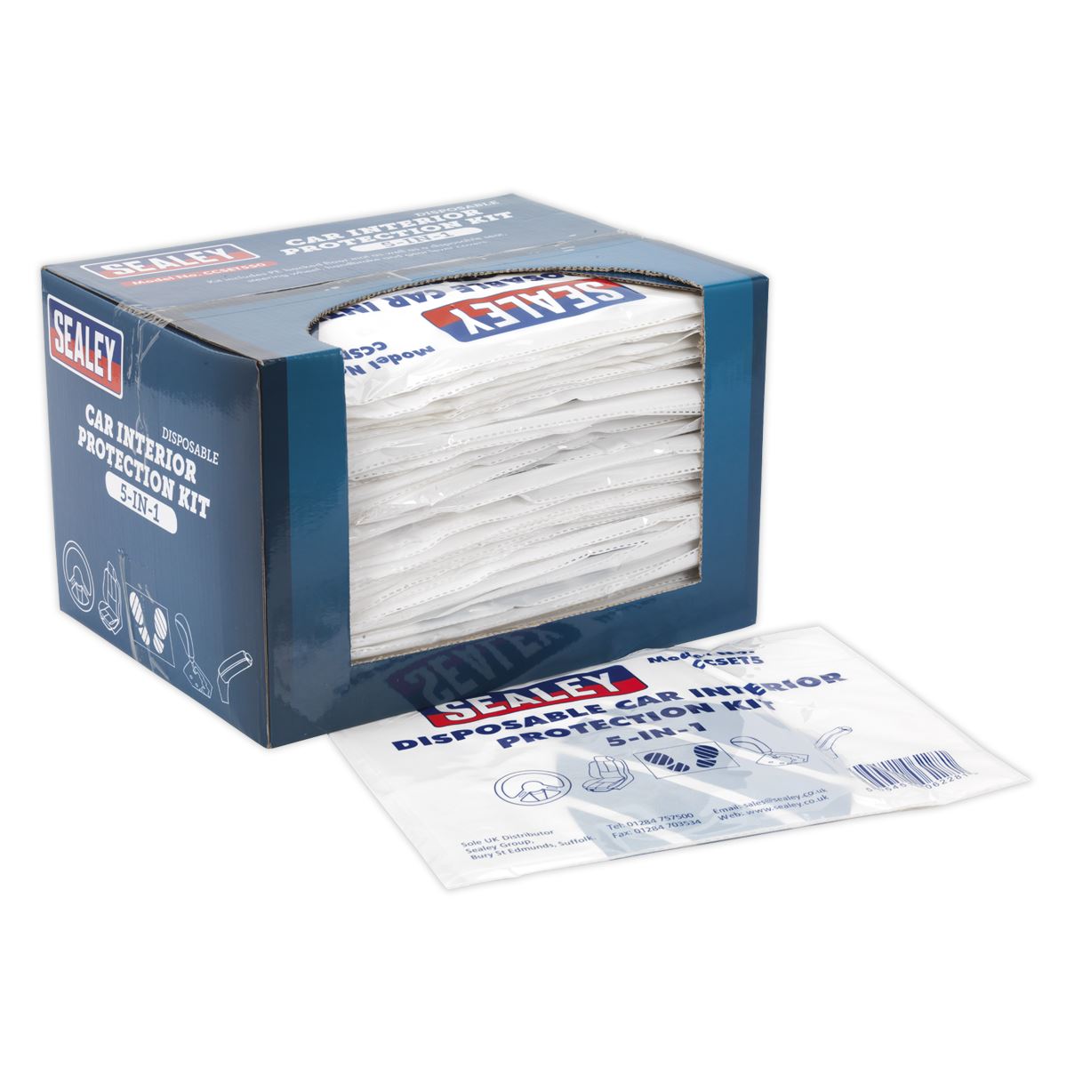 Sealey CCSET550 5-in-1 Disposable Car Interior Protection Kit - Display Box of 50 Sealey