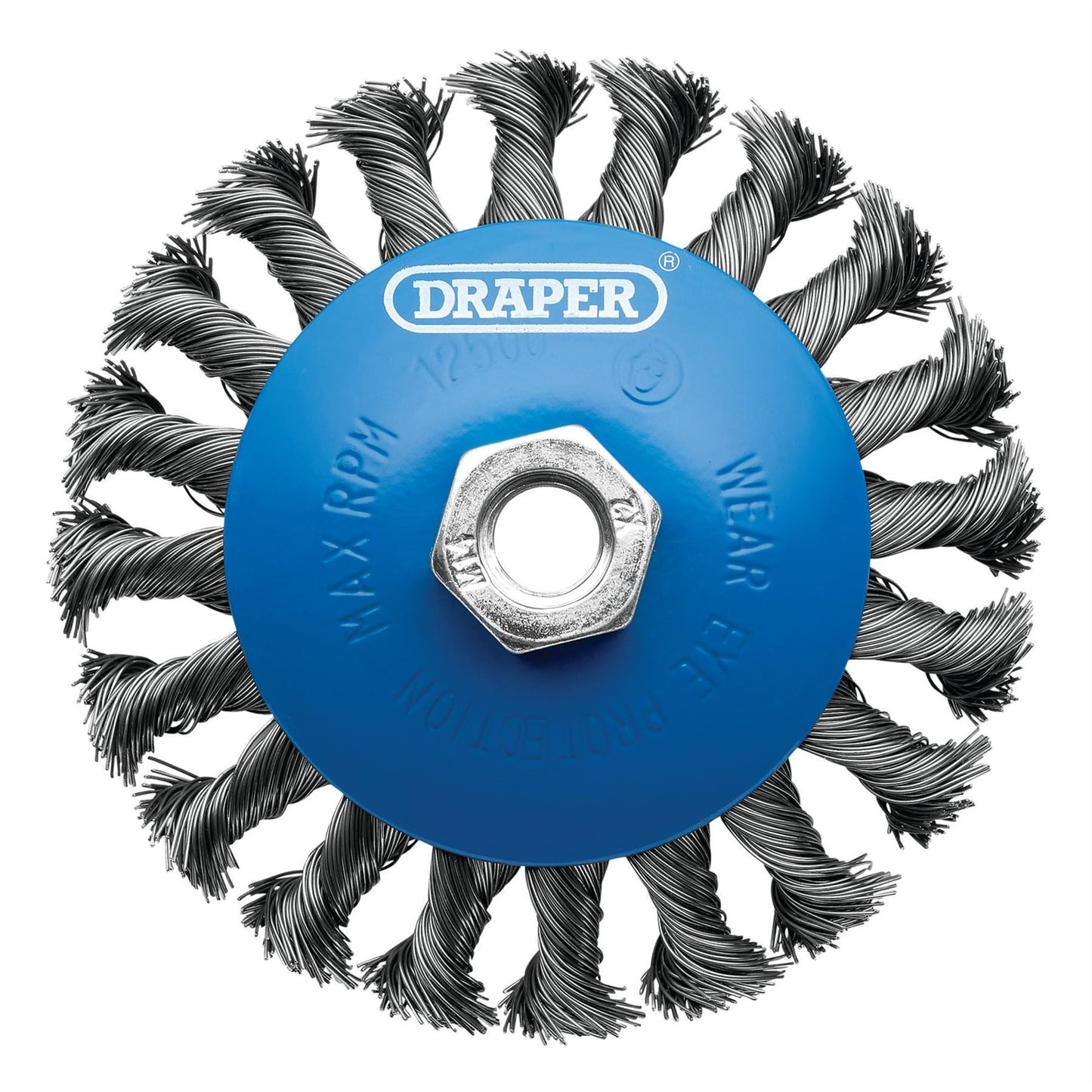 Draper 08063 Steel Bevelled Twist-Knot Wire Wheel Brush 115mm M14 Draper