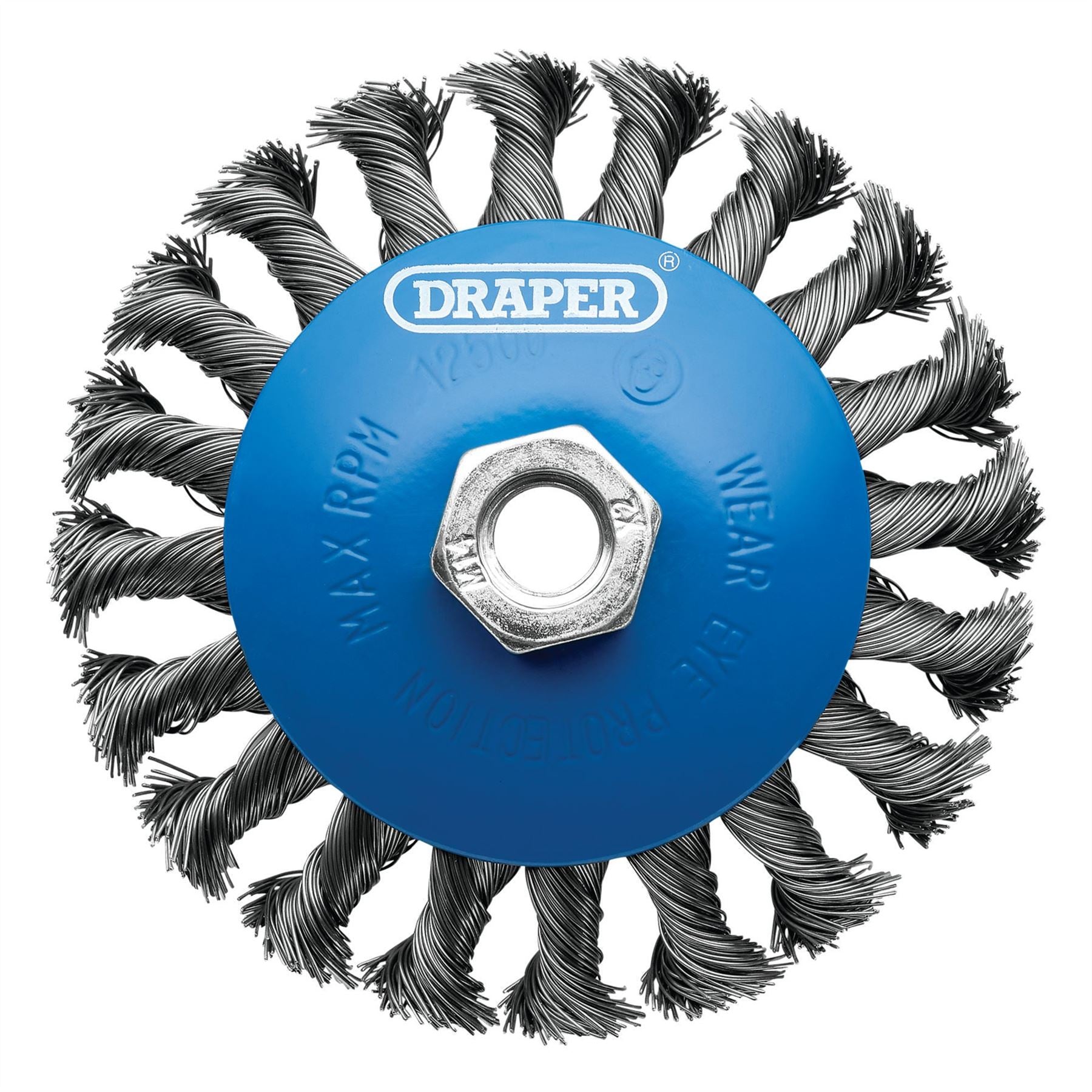 Draper 08063 Steel Bevelled Twist-Knot Wire Wheel Brush 115mm M14 Draper