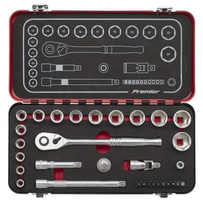 Sealey AK7921 Socket Set 3/8"Sq Drive 31pc - Premier Platinum Sealey