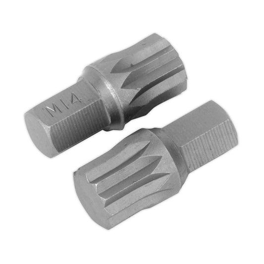 Sealey AK5532 Spline Bit M14 x 30mm Pack of 2 Sealey