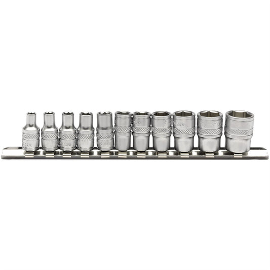 Draper 16488 Imperial Socket Set on a Metal Rail 1/4" Sq. Dr. 11 Piece Draper