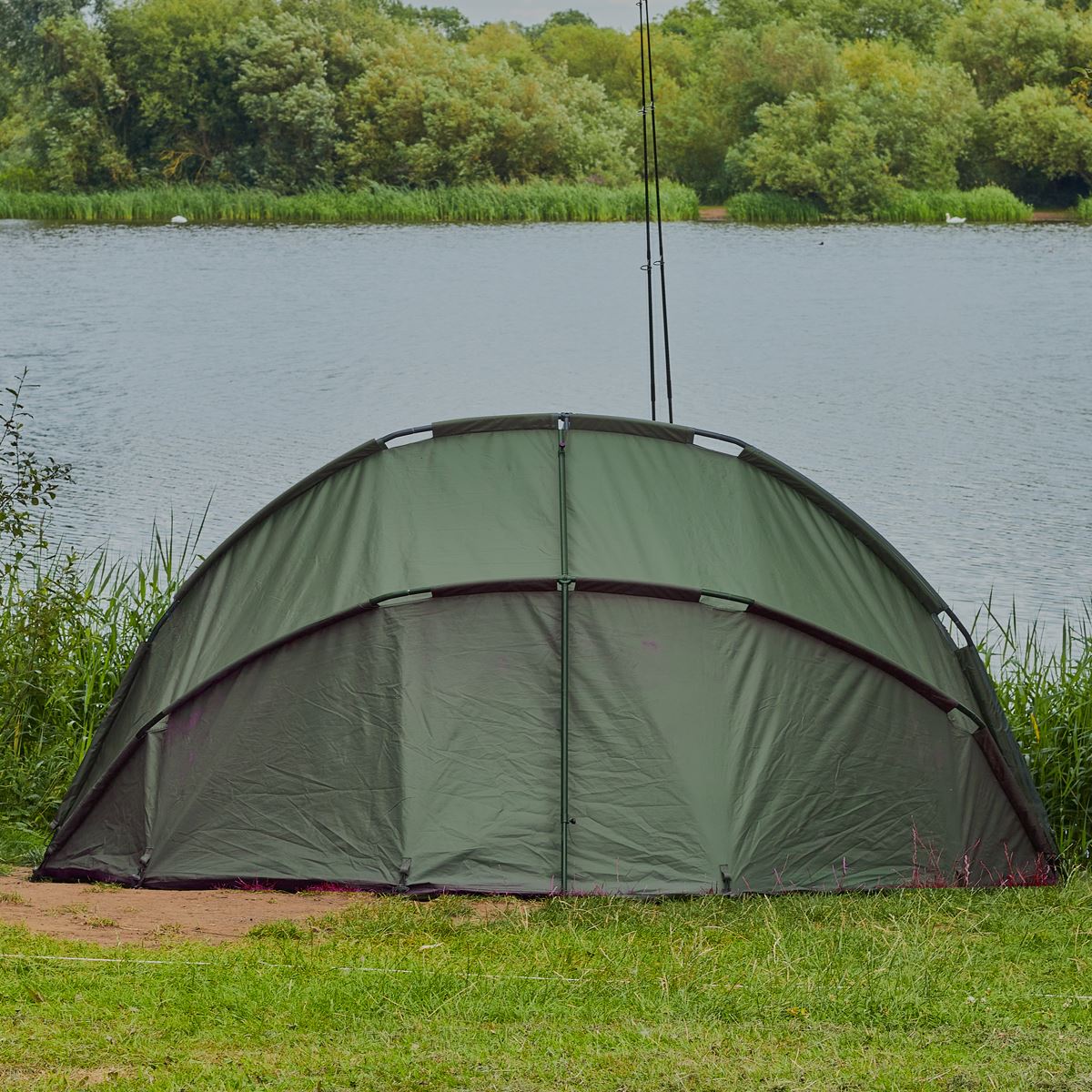 Dellonda DL76 Fishing Bivvy Carp Tent Lightweight 2-Man Waterproof & UV Protection Quick Assembly Pre-Threaded Poles with Ground Sheet & Heavy Duty Ground Pegs Dellonda