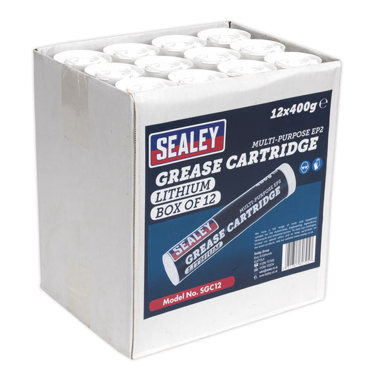 Sealey SGC12 Grease Cartridge EP2 Lithium 400g Pack of 12 Sealey
