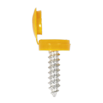 Sealey NPY50 Numberplate Screw with Flip Cap 4.2 x 19mm Yellow Pack of 50 Sealey