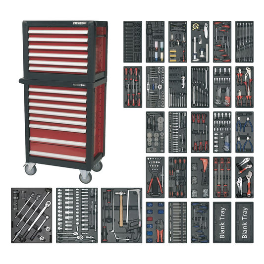 Sealey APTTC02 Topchest & Rollcab Combination 14 Drawer with Ball-Bearing Slides & 1233pc Tool Kit Sealey