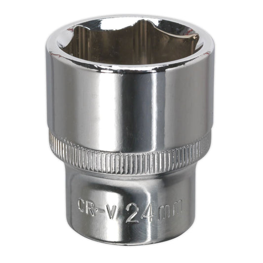 Sealey SP1224 WallDrive® Socket 24mm 1/2"Sq Drive Fully Polished Sealey