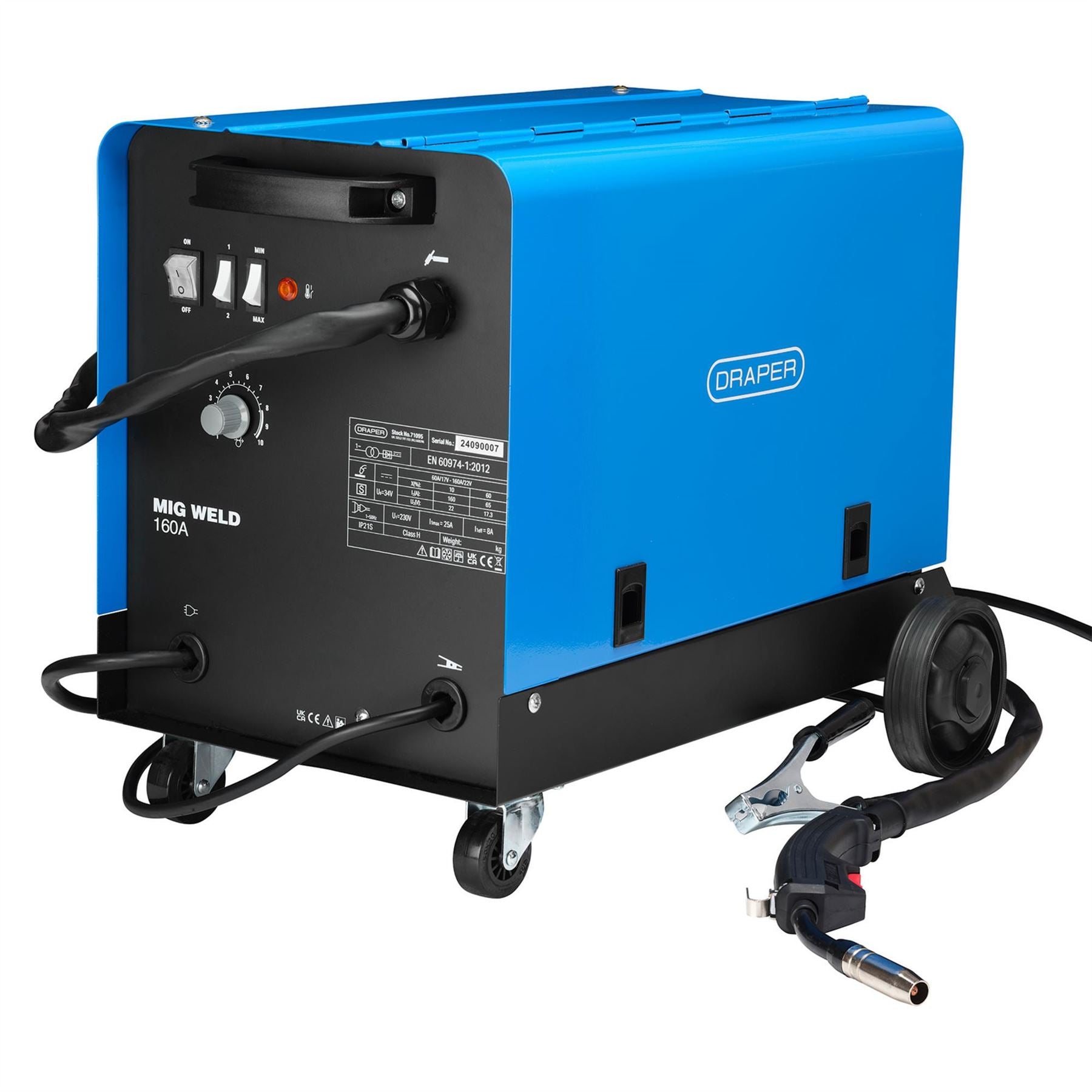 Draper 71095 Gas/Gasless MIG Welder 160A Draper