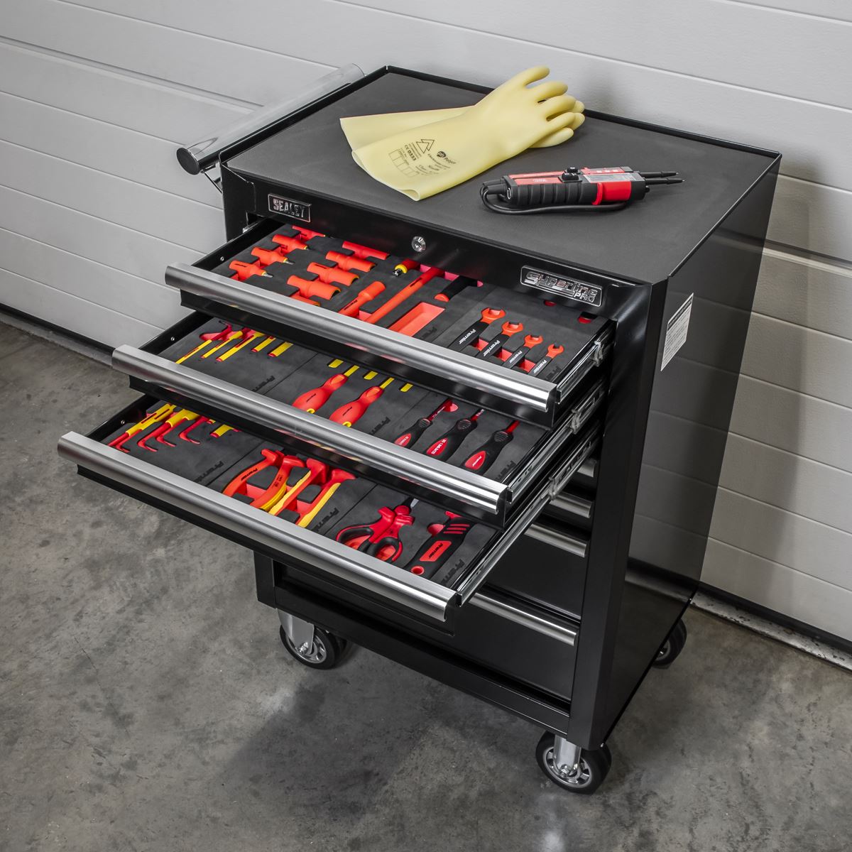 Sealey TBTECOMBO2 63pc Insulated Tool Kit with 7 Drawer Rollcab Sealey