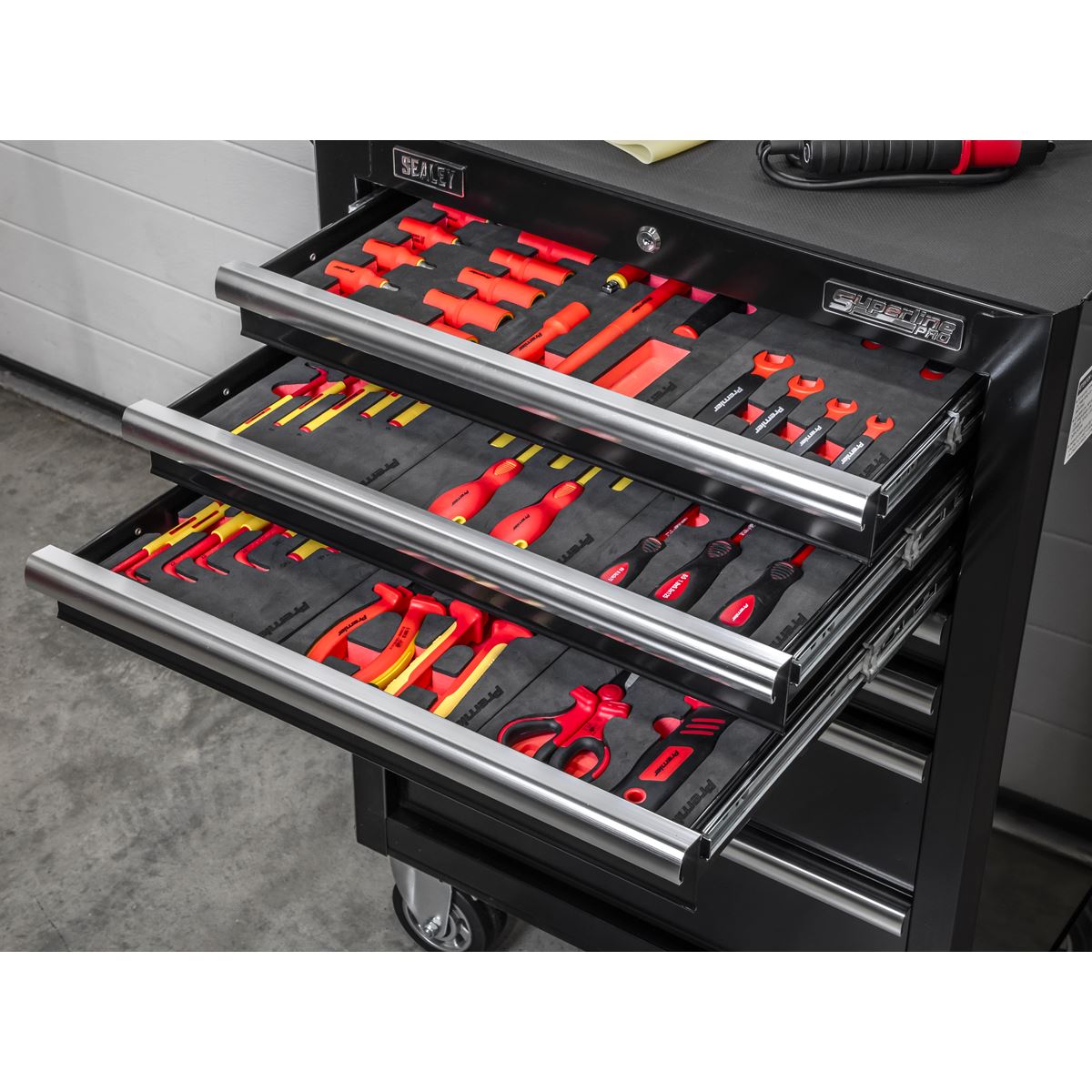 Sealey TBTECOMBO2 63pc Insulated Tool Kit with 7 Drawer Rollcab Sealey