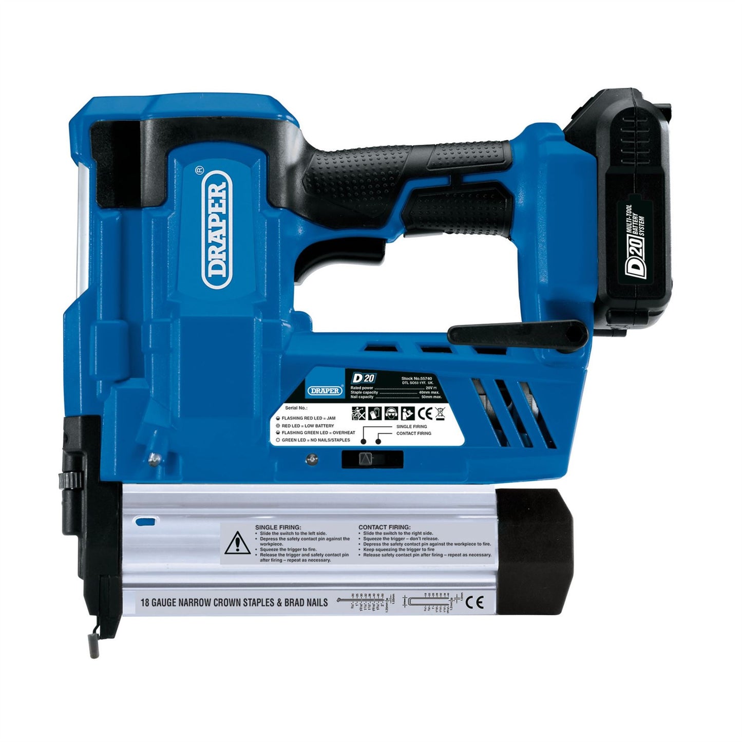 Draper 55740 D20 20V Nailer/Stapler Sold Bare Draper