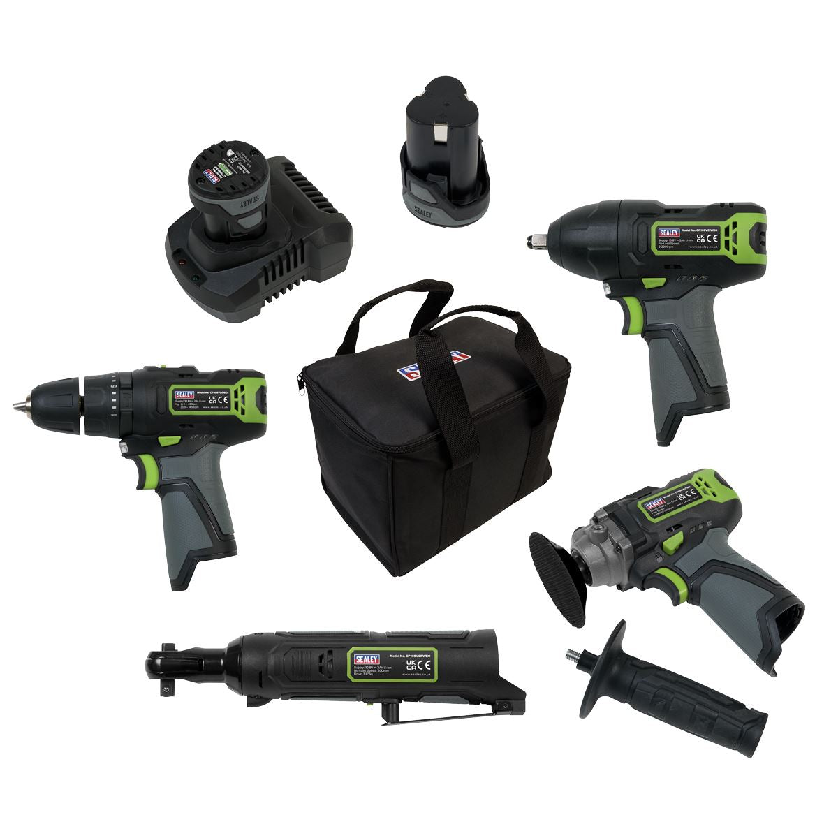 Sealey CP108VCOMBO1 4 x 10.8V SV10.8 Series Cordless Combo Kit - 2 Batteries Sealey