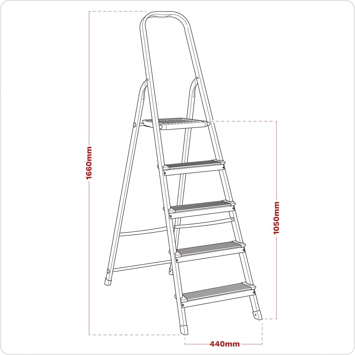 Sealey ASL5 Aluminium Step Ladder 5-Tread EN 131 Sealey