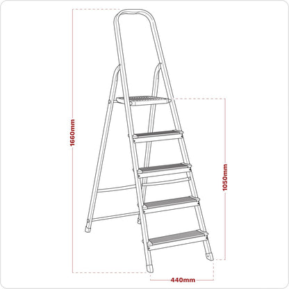 Sealey ASL5 Aluminium Step Ladder 5-Tread EN 131 Sealey