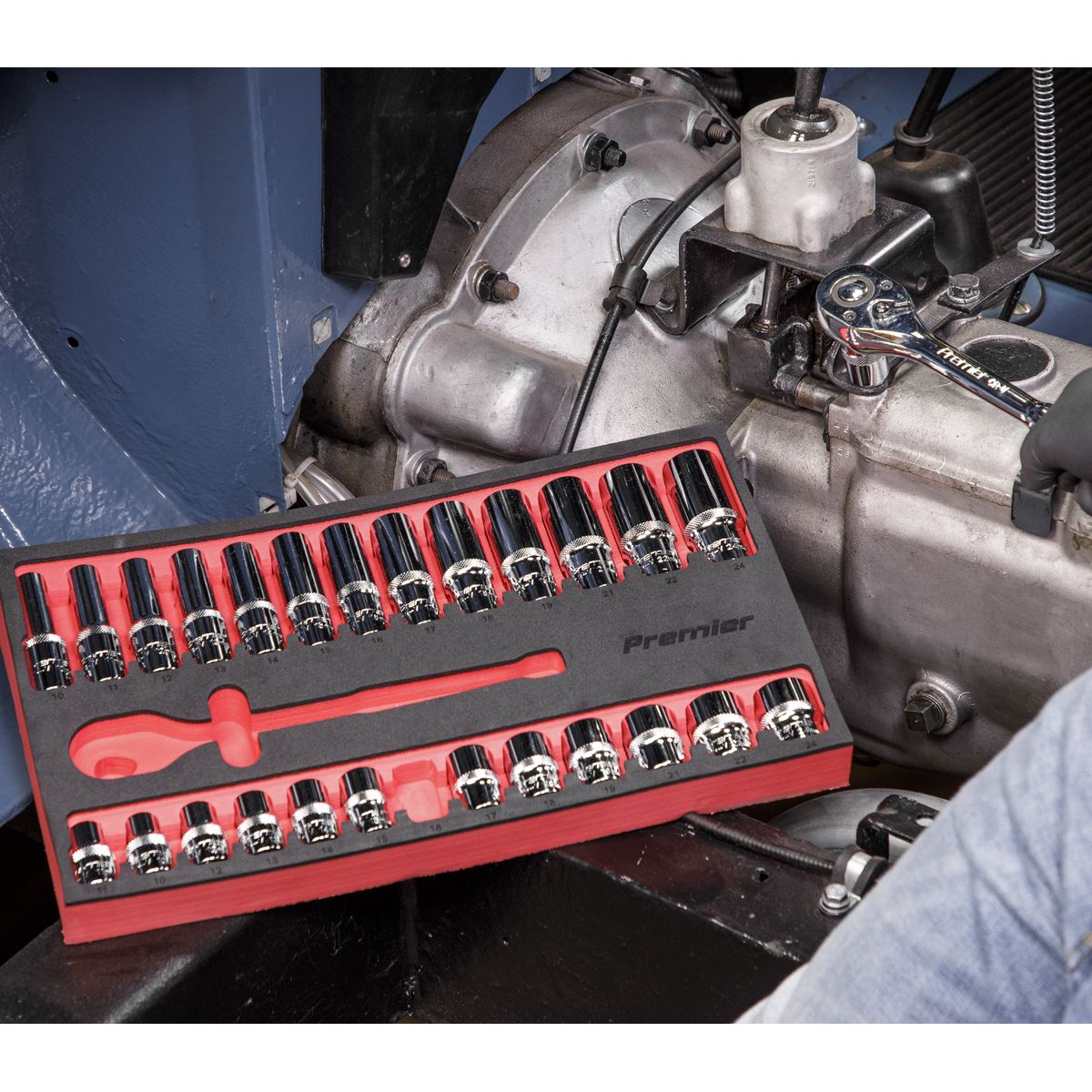 Sealey AK66723 Ratchet Wrench & Socket Set 27pc 1/2"Sq Drive Sealey