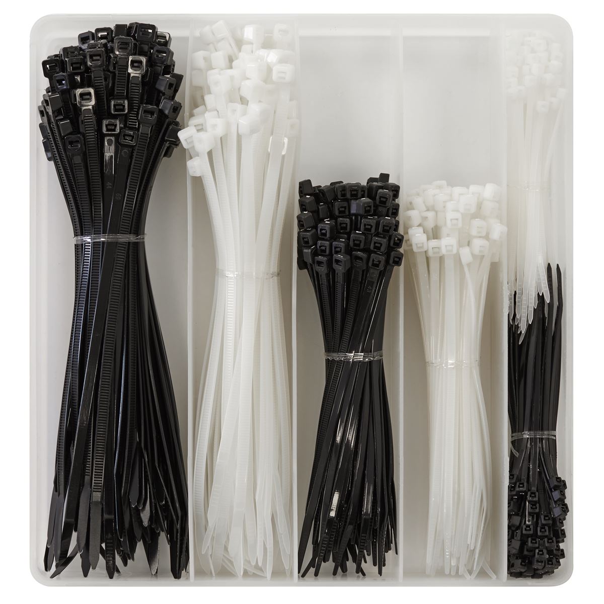 Sealey CT600BW Cable Tie Assortment Black/White Pack of 600 Sealey