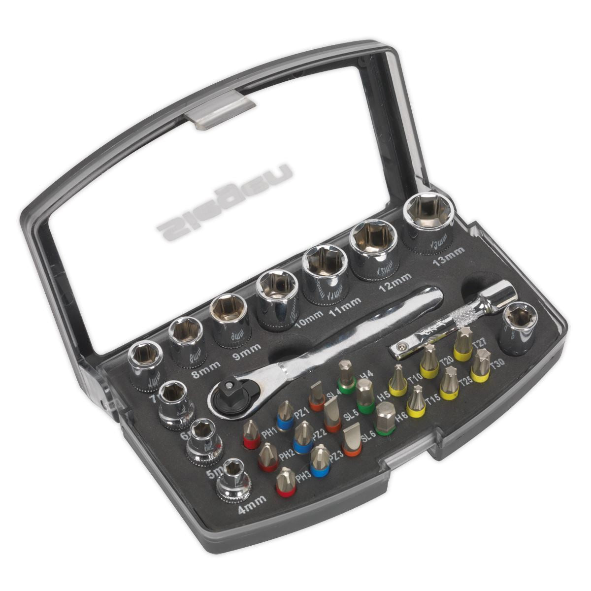 Siegen S01036 Socket & Bit Set 31pc 1/4"Sq Drive Siegen