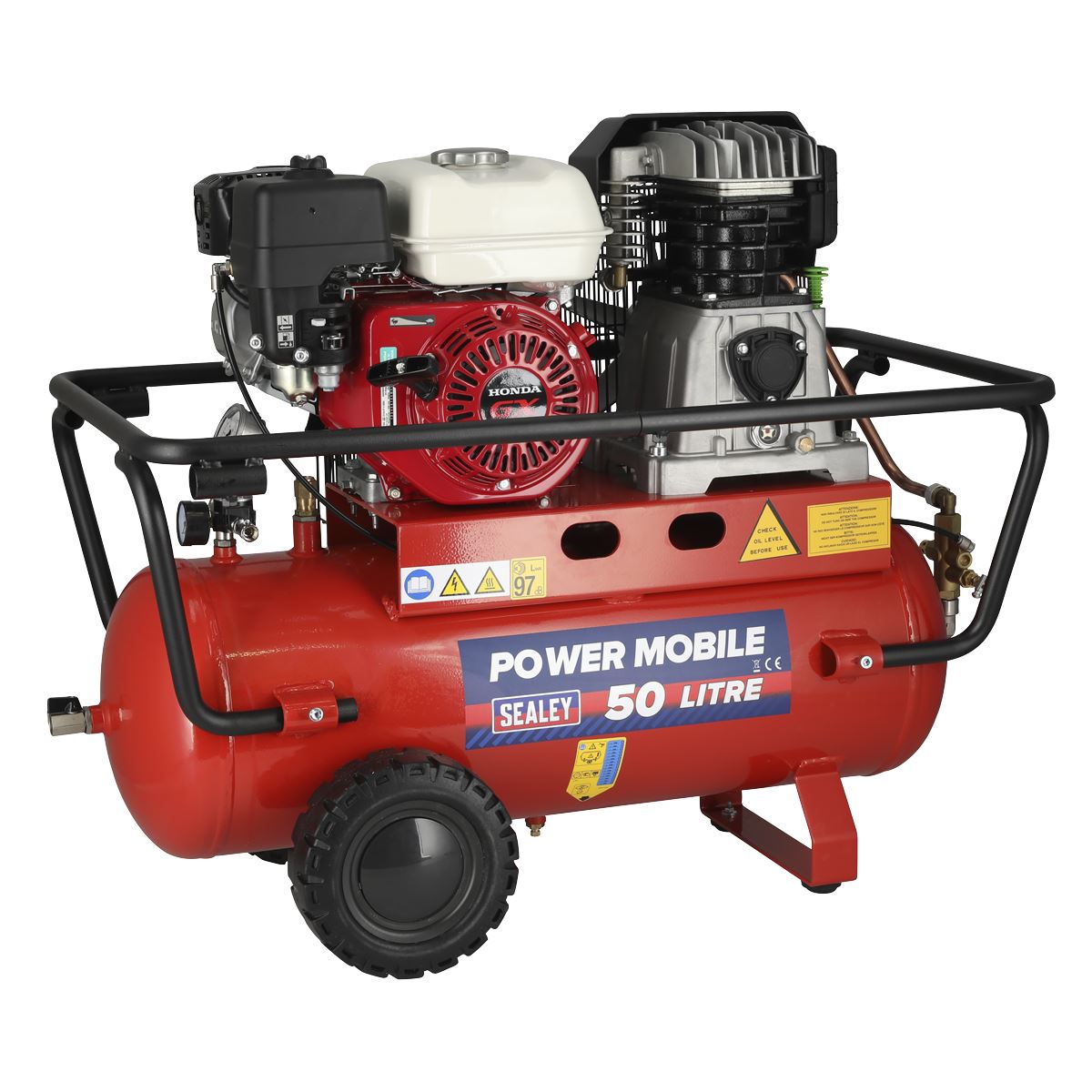 Sealey SA5055 Air Compressor 50L Belt Drive Petrol Engine 5.5hp Sealey