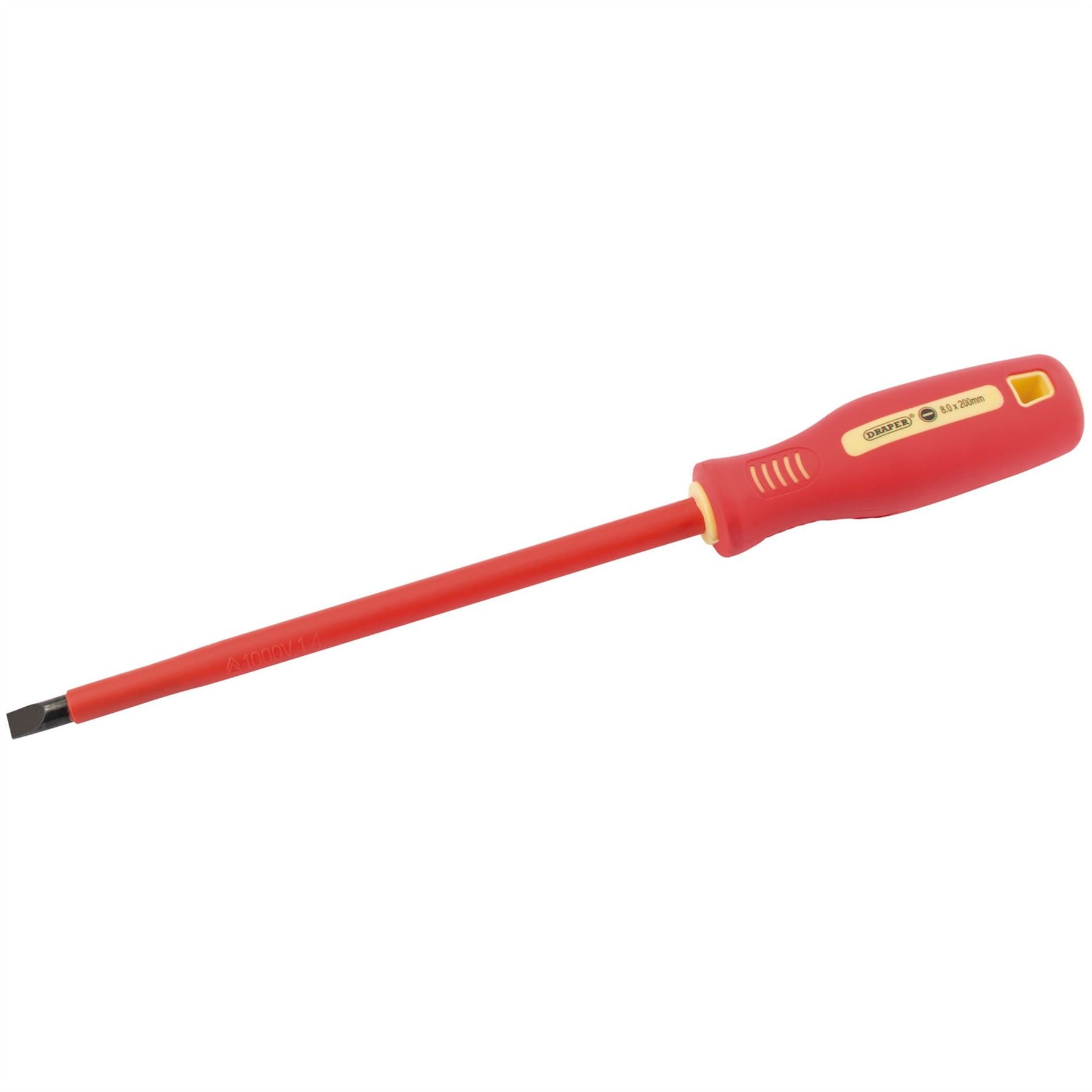 Draper 54273 Fully Insulated Plain Slot Screwdriver 8 x 200mm Sold Loose Draper